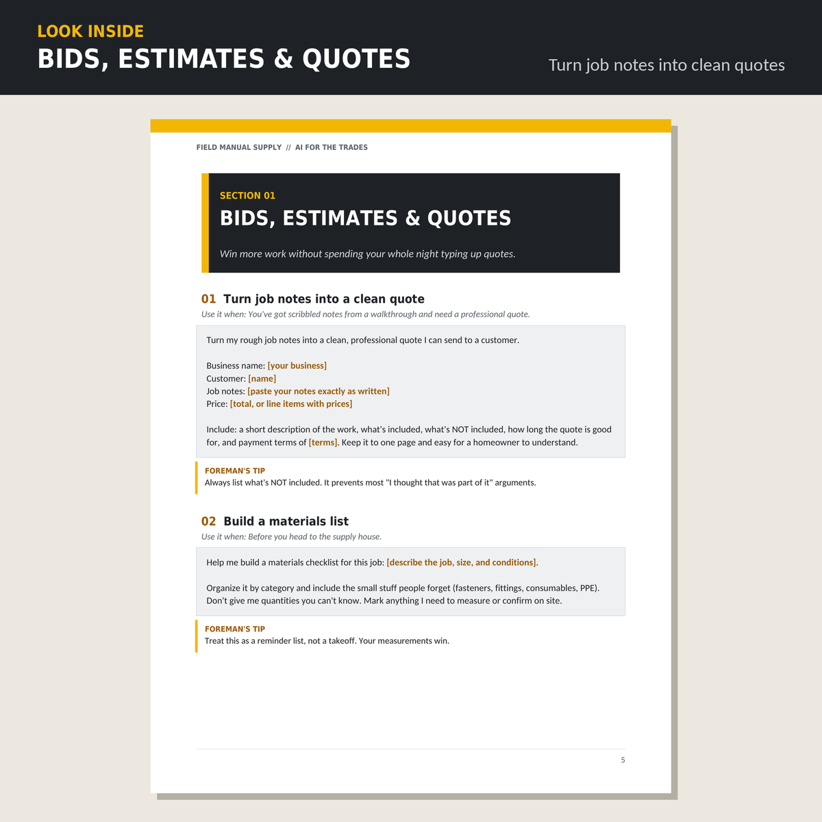 AI for the Trades: 62 AI Prompts for Contractors, Operators & Trade Crews