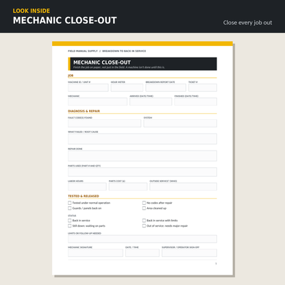 Breakdown to Back in Service: Equipment Breakdown Report Kit + Downtime Tracker