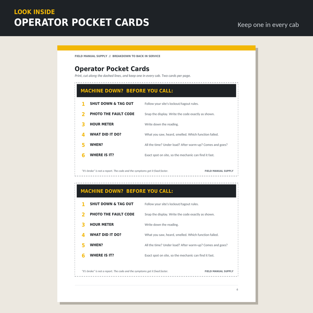 Breakdown to Back in Service: Equipment Breakdown Report Kit + Downtime Tracker