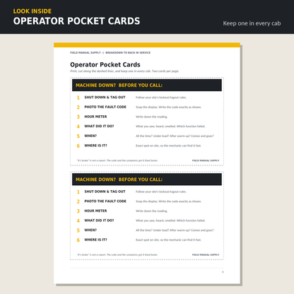 Breakdown to Back in Service: Equipment Breakdown Report Kit + Downtime Tracker